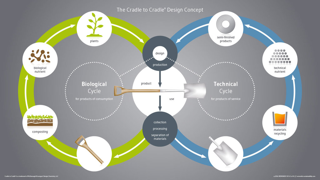 Circular supply-chain & design. Cradle to cradle design concept